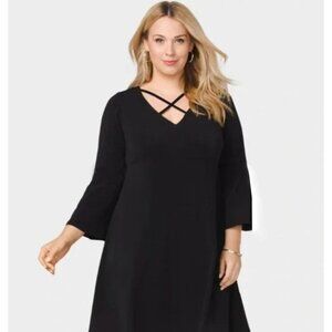 Chico's Size 3 = XL/16 Black‎ Soft Knit Shift Dress Timeless Classic All-Season